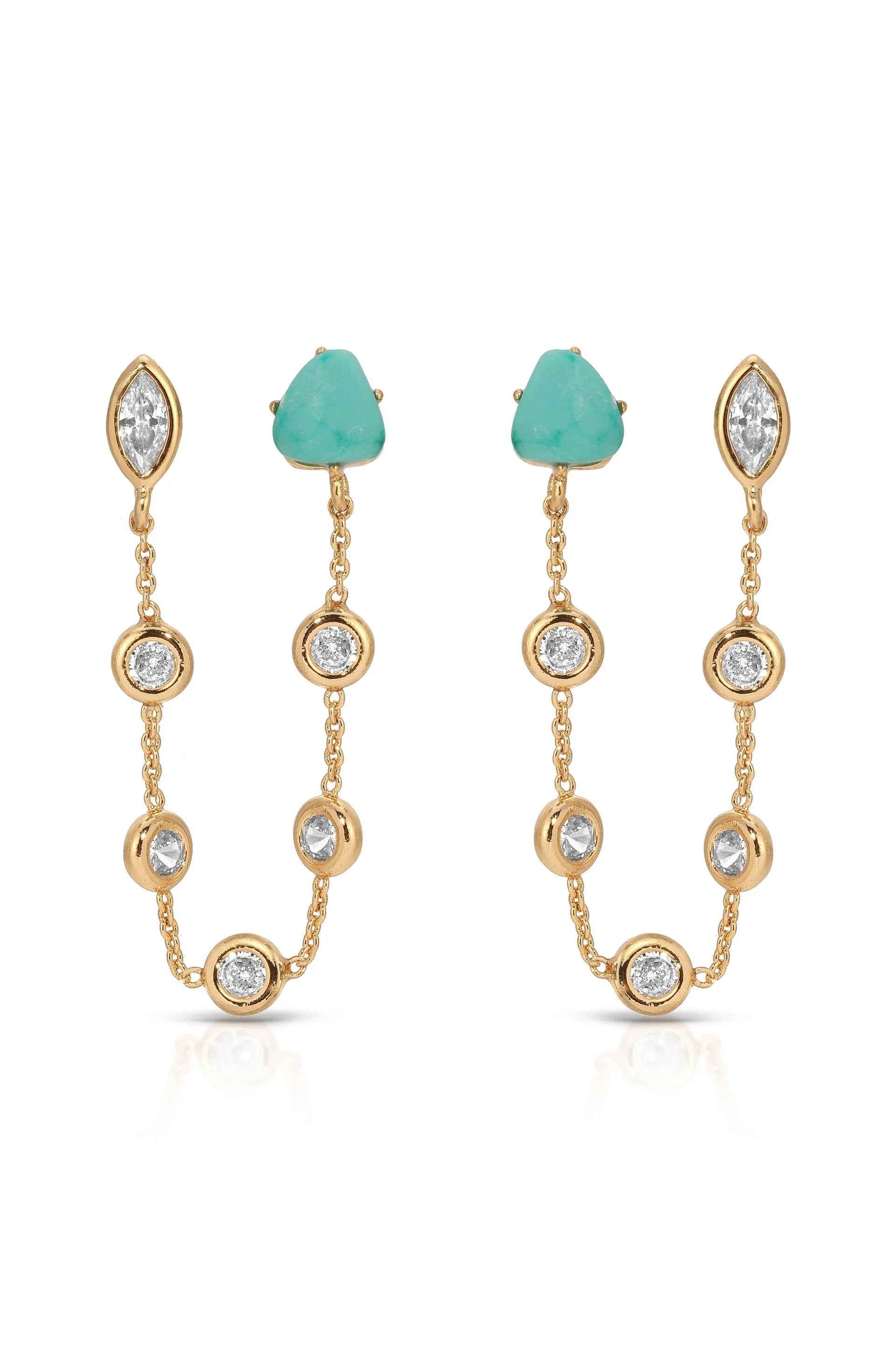 Double Piercing Turquoise Earrings