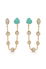 Double Piercing Turquoise Earrings
