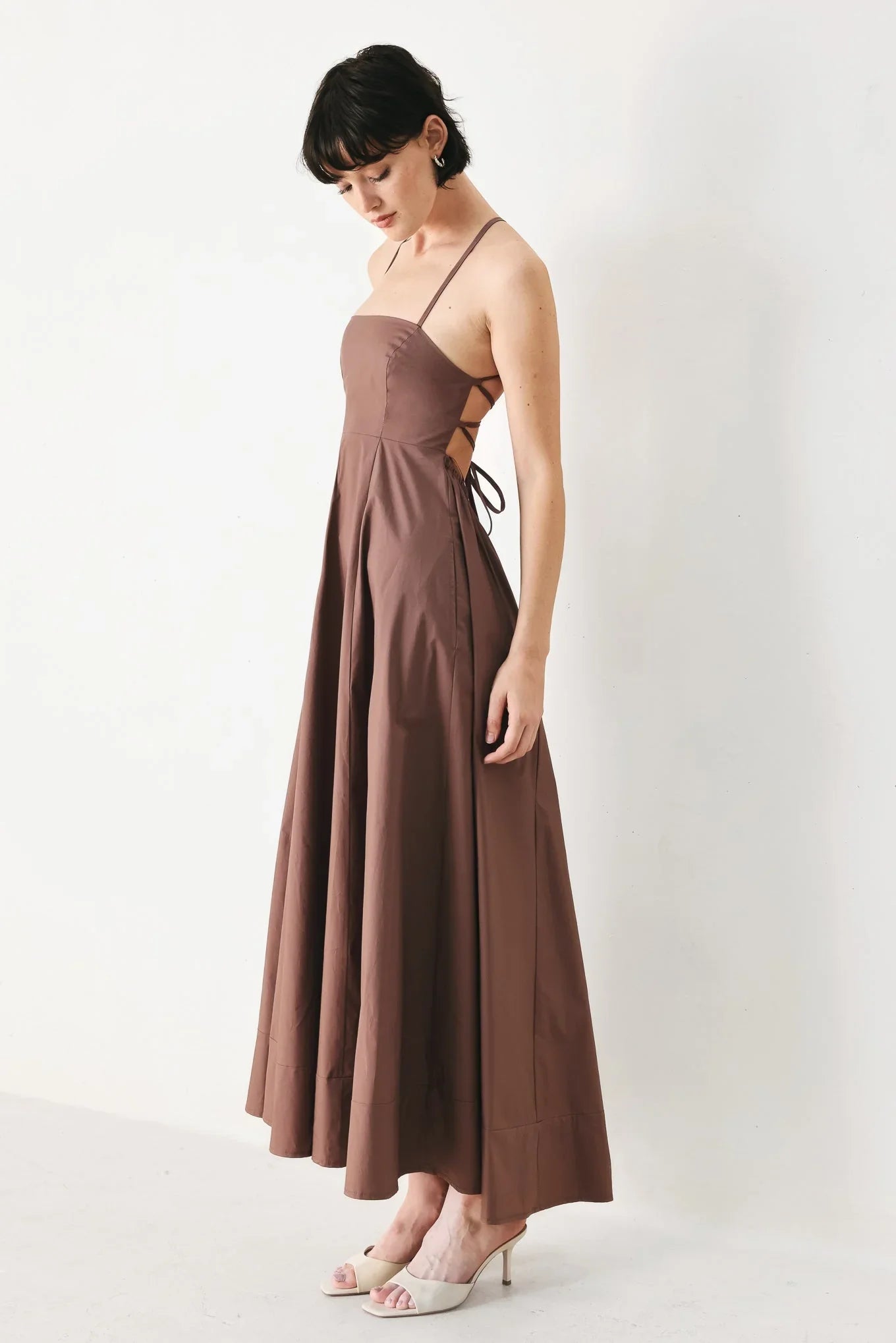 PURE LINE OPEN BACK MIDI DRESS