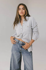 Mada Fleece Button Up in Grey FINAL SALE