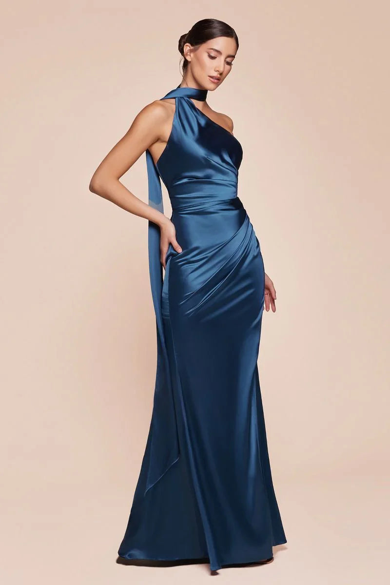 BRYCE GOWN ONE SHOULDER LUXE SATIN DRESS