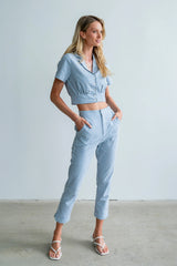 Madie Gingham Button Up in Blue