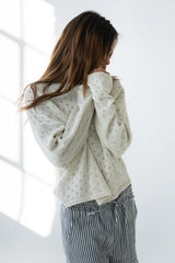 Margot Pointelle Sweater in Heather White FINAL SALE
