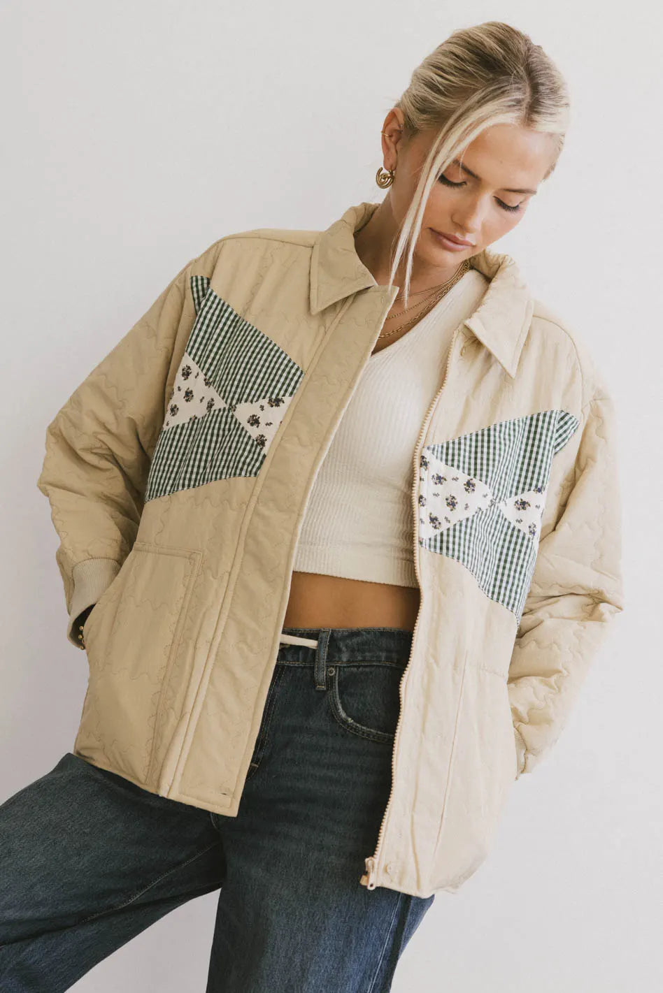 Karlie Quilted Jacket in Khaki FINAL SALE
