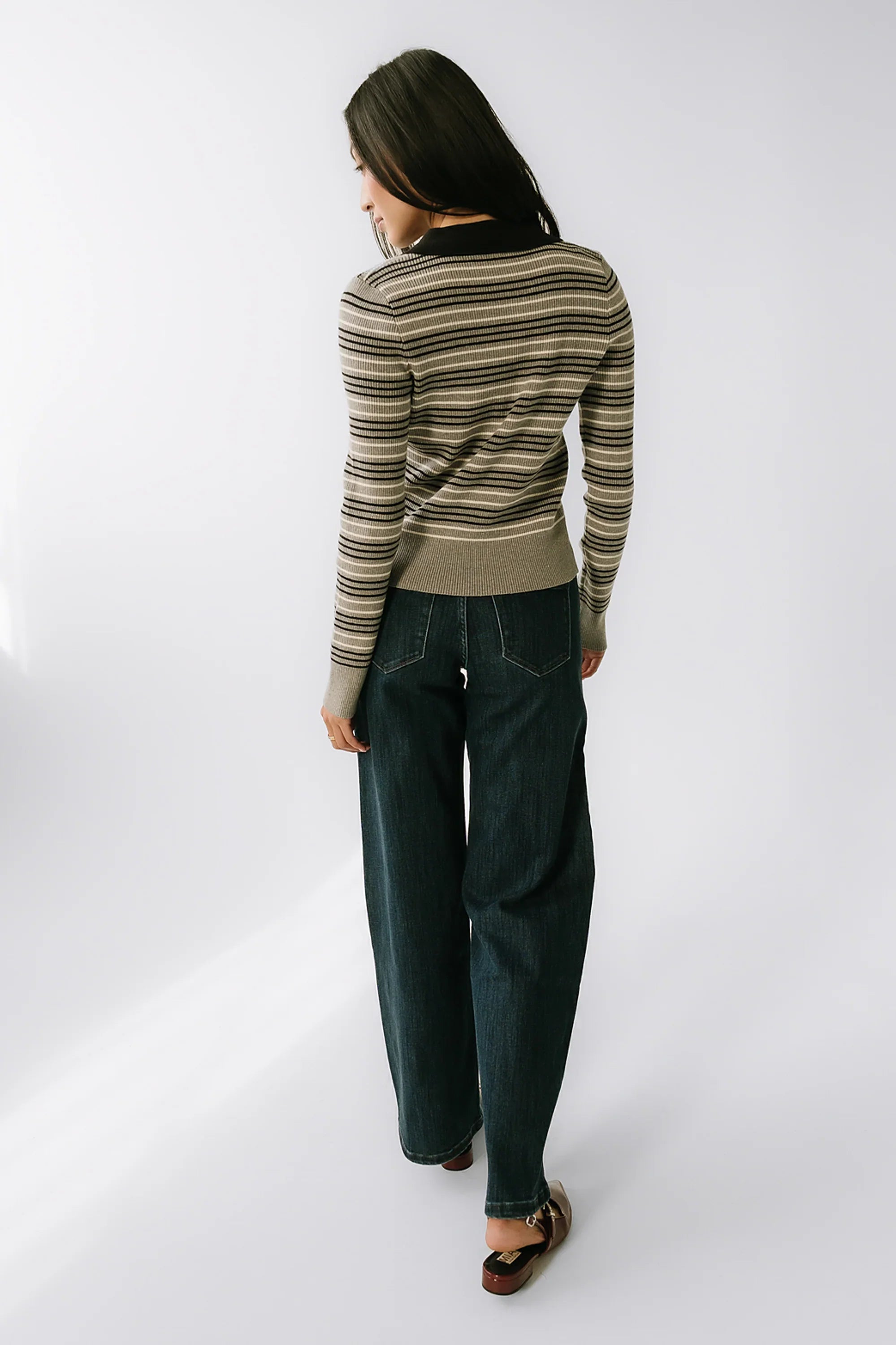 Romero Striped Sweater in Grey