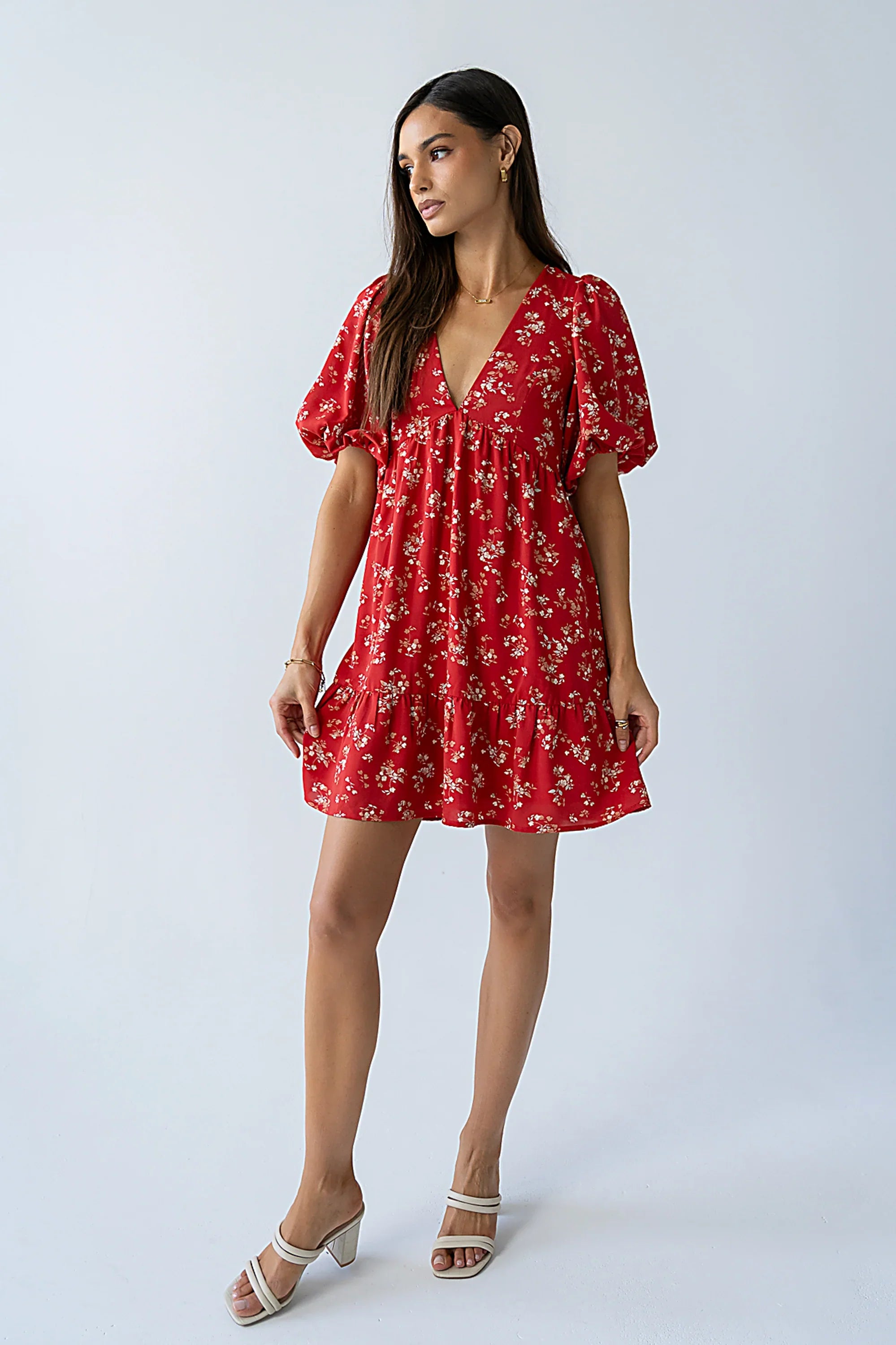 Lizzy Floral Mini Dress in Red FINAL SALE