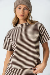 Jannet Striped Top in Brown