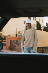 Mandy Contrast Sweater in Tan FINAL SALE