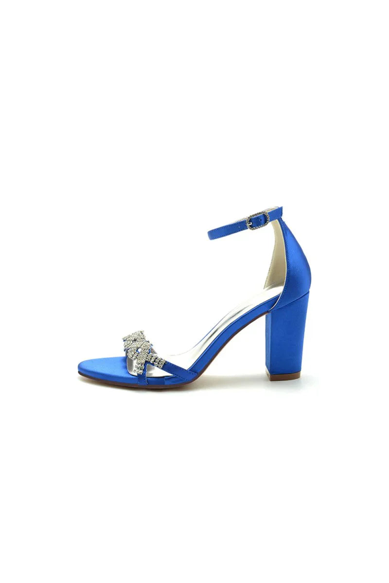 Open Toe With Rhinestone Chunky Heels