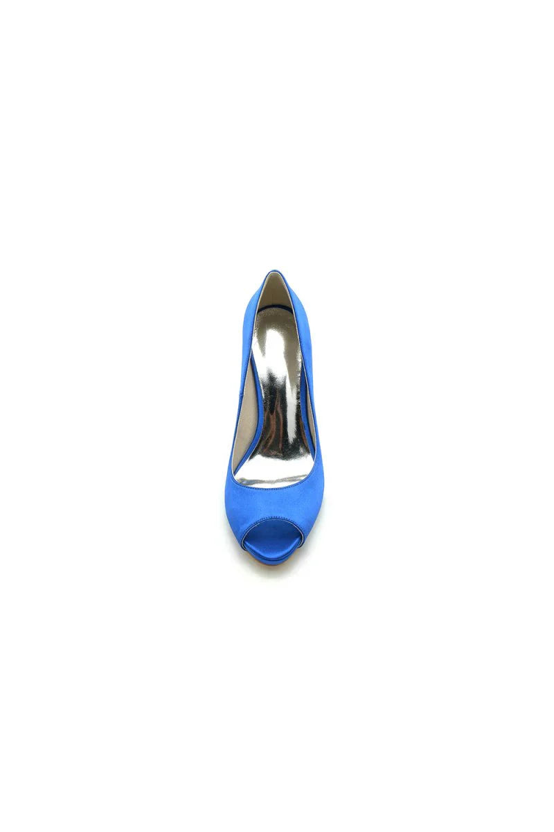 Peep Toe Slip on Satin Stiletto Heels
