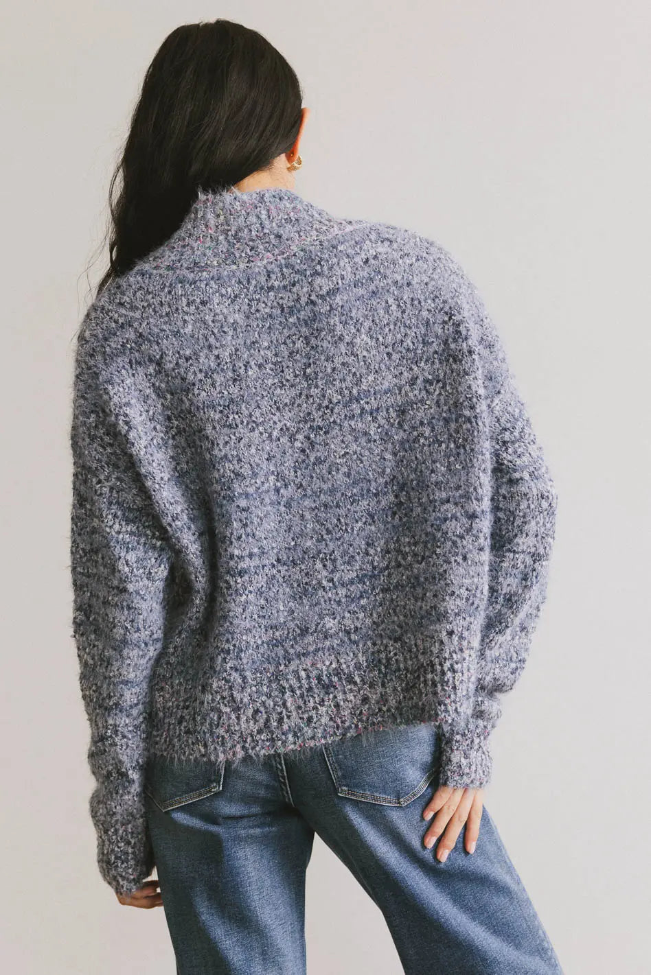 Carla Fuzzy Knit Sweater in Blue FINAL SALE