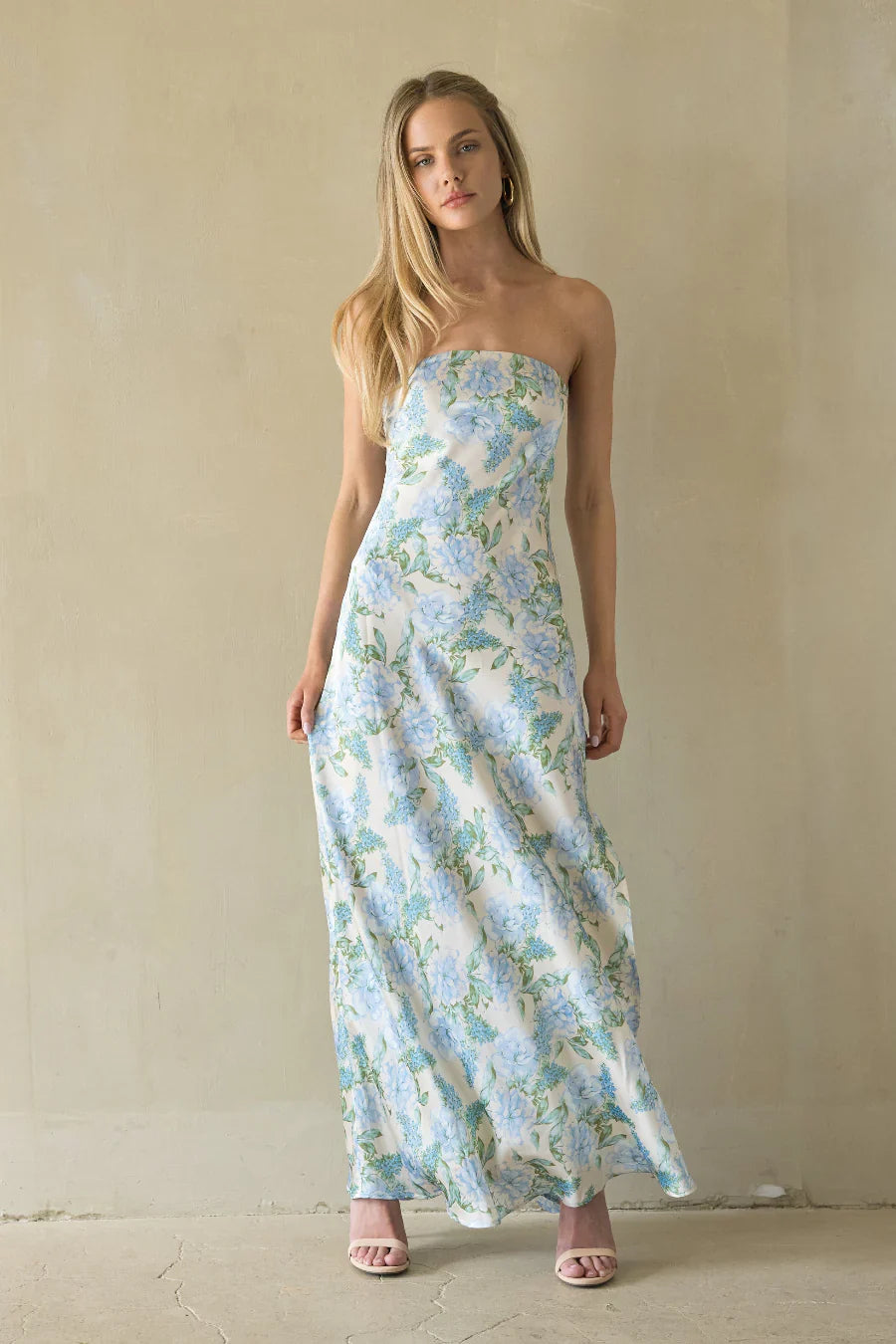 Jasmina Satin Floral Maxi Dress