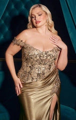 PHILIPPA GOWN OFF THE SHOULDER LACE SATIN DRESS