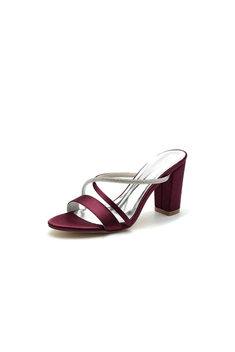 Cross Strap Open Toe High Heels With Rhinestone