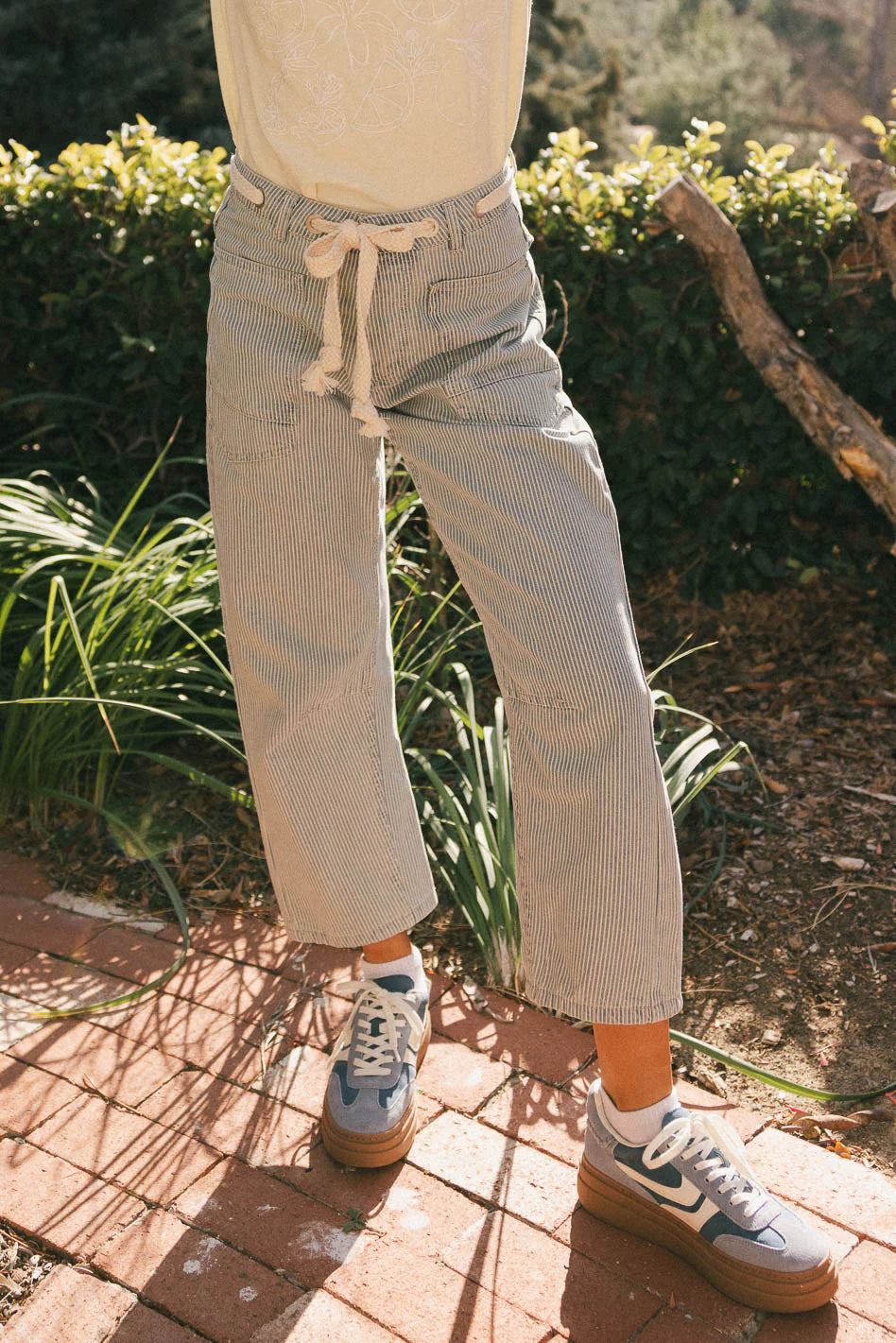 Jocelyn Barrel Jeans in Denim Stripe FINAL SALE