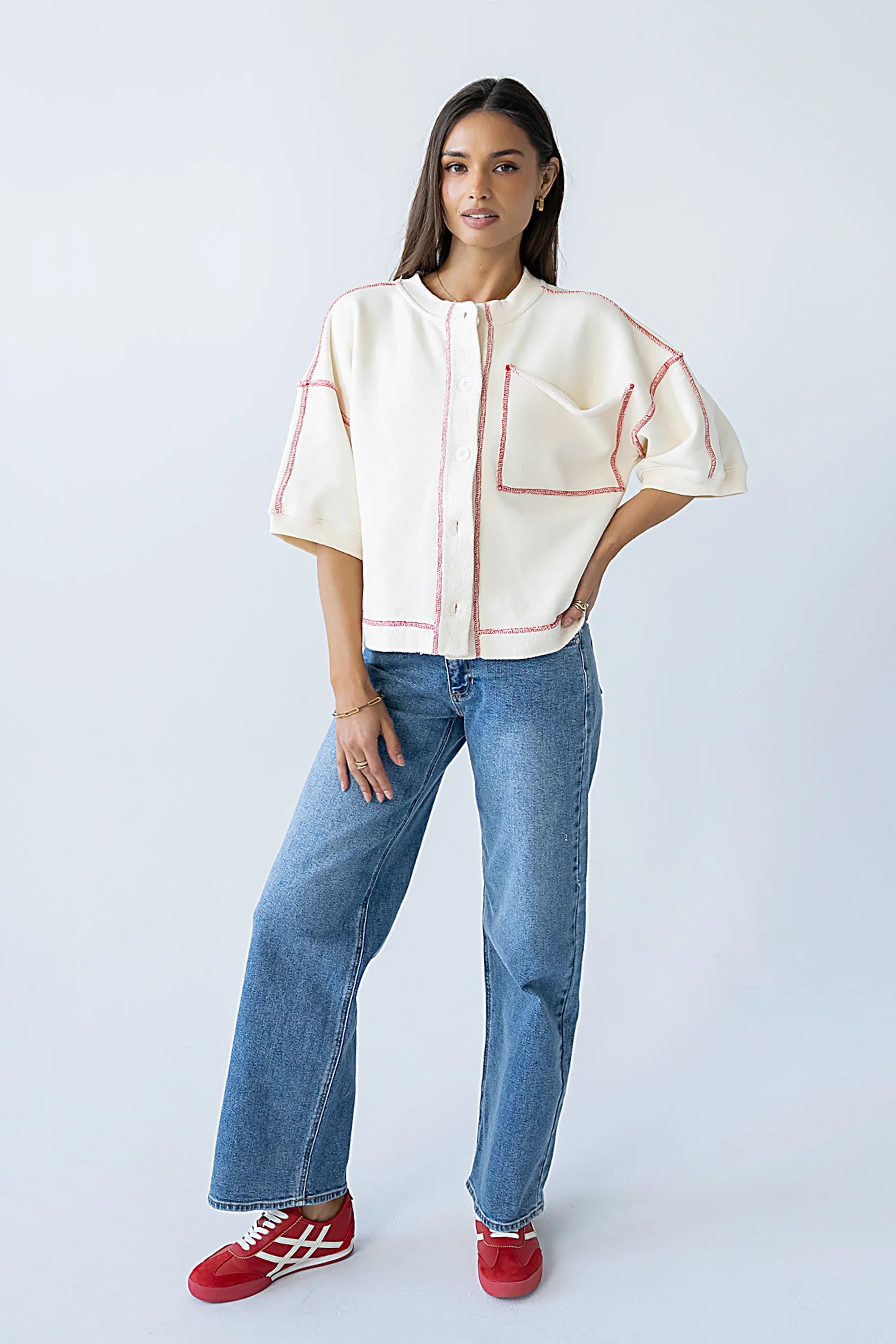 Liam Oversized Top in Bone