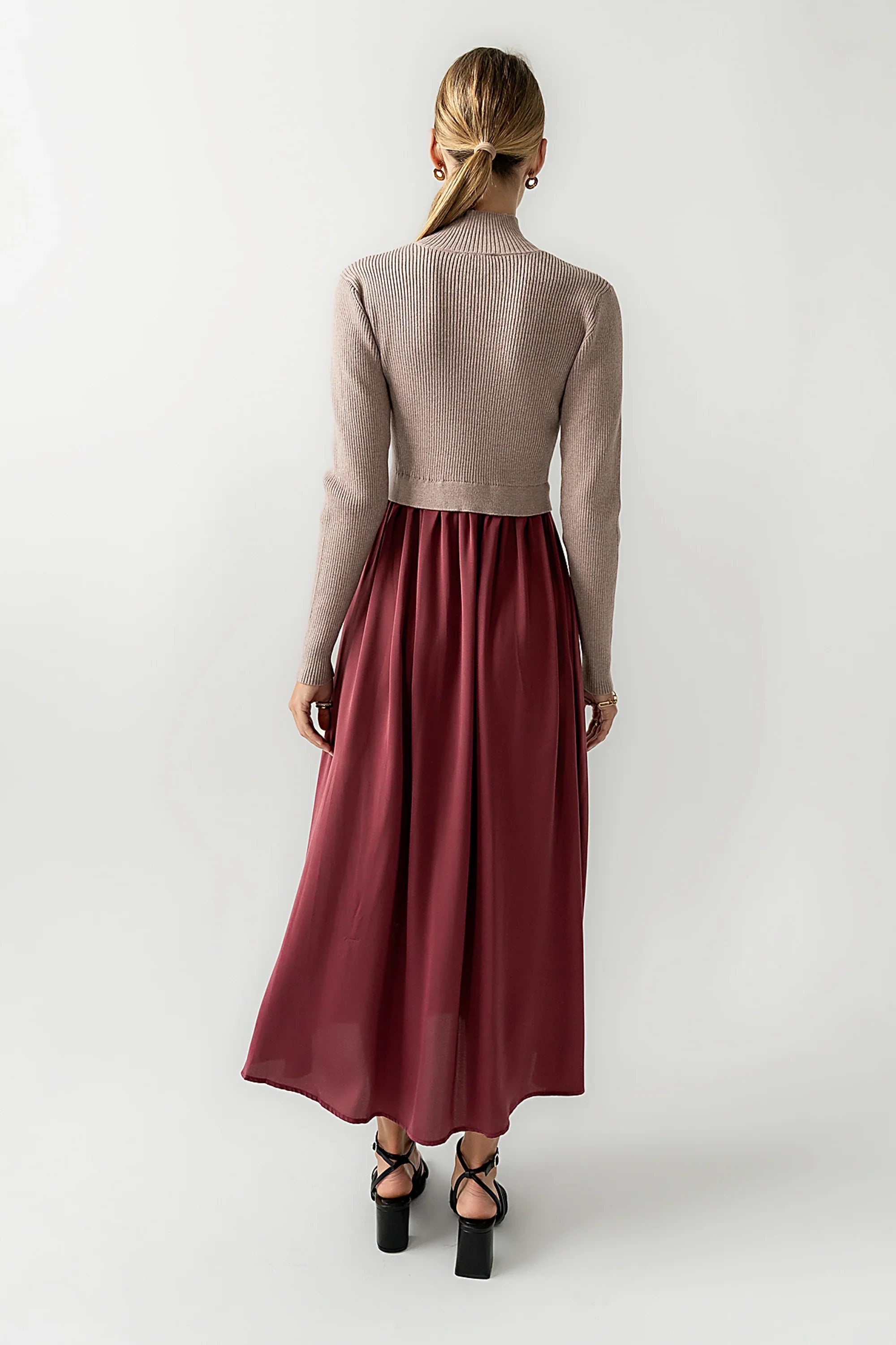 Zeda Midi Dress in Wine FINAL SALE