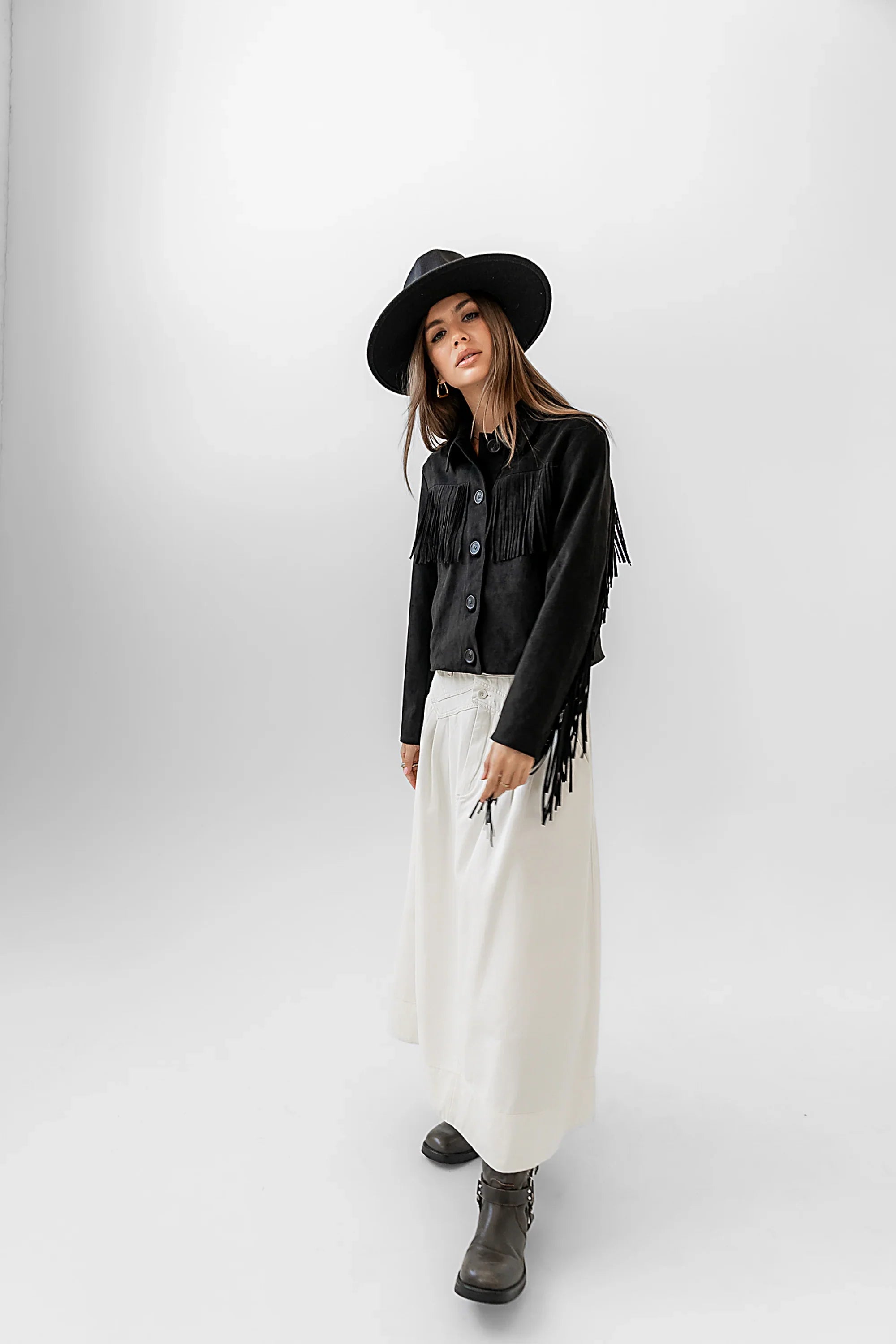 Bridget Fringe Jacket in Black
