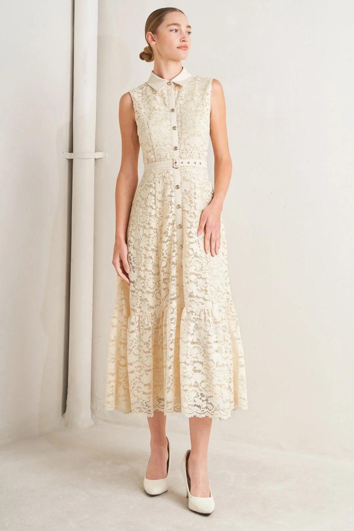 PURELY ROMANTIC LACE MIDI DRESS FINAL SALE