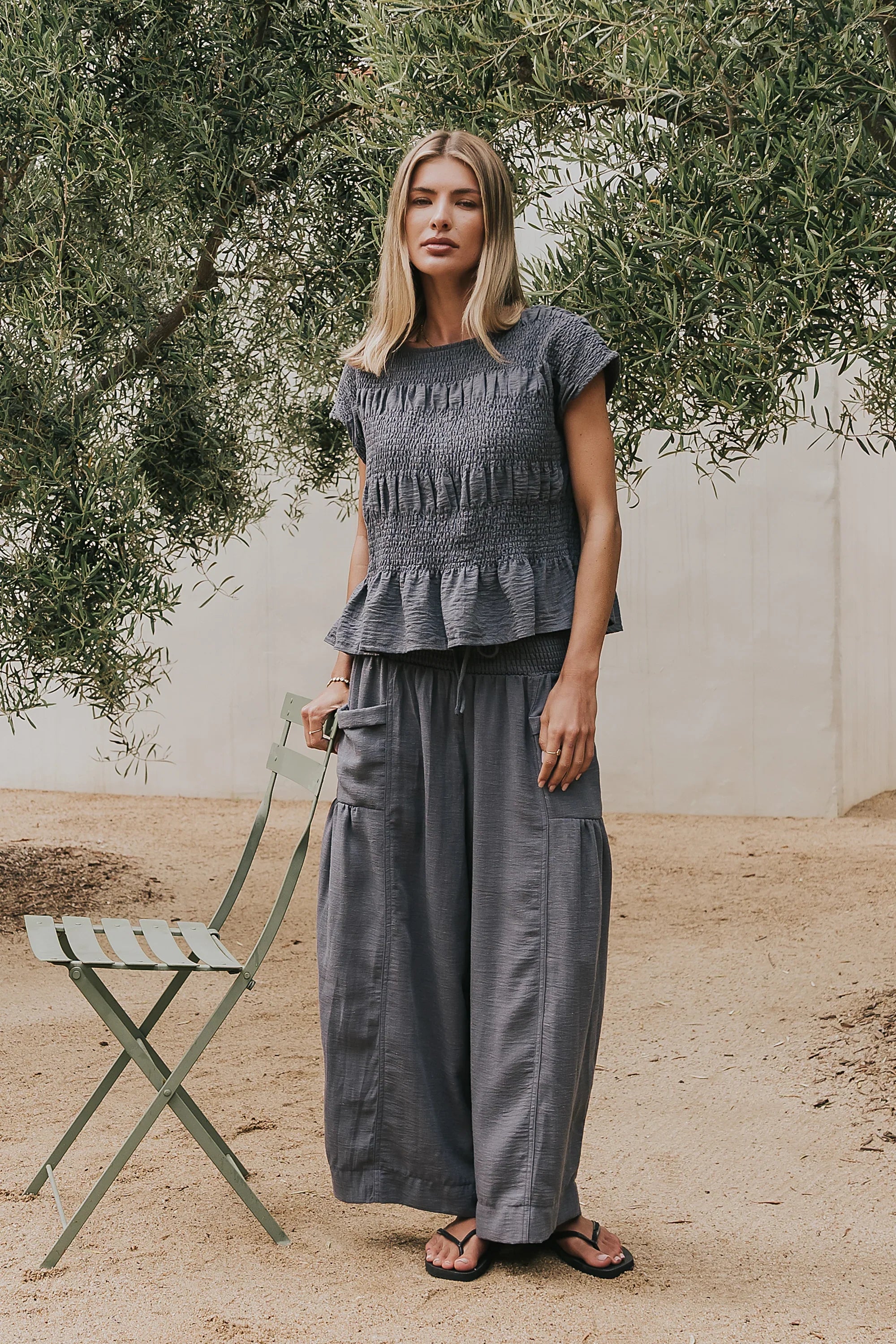 Ashton Wide Leg Pants in Blue