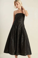 THE TRUTH IS STRAPLESS BLACK LACE MIDI DRESS FINAL SALE