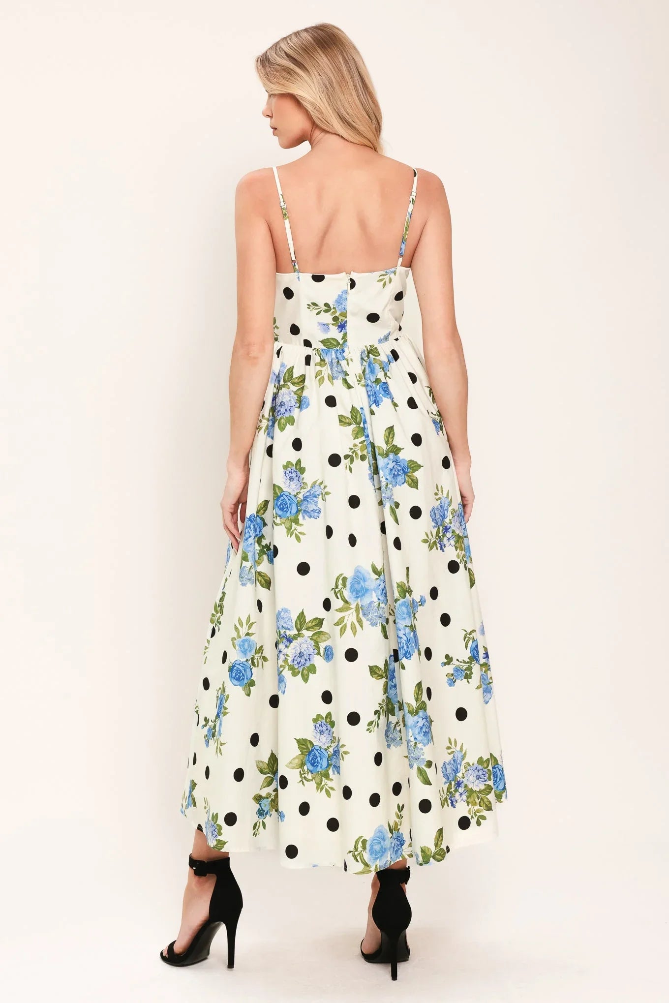 RETRO FLORA WOVEN MIDI DRESS