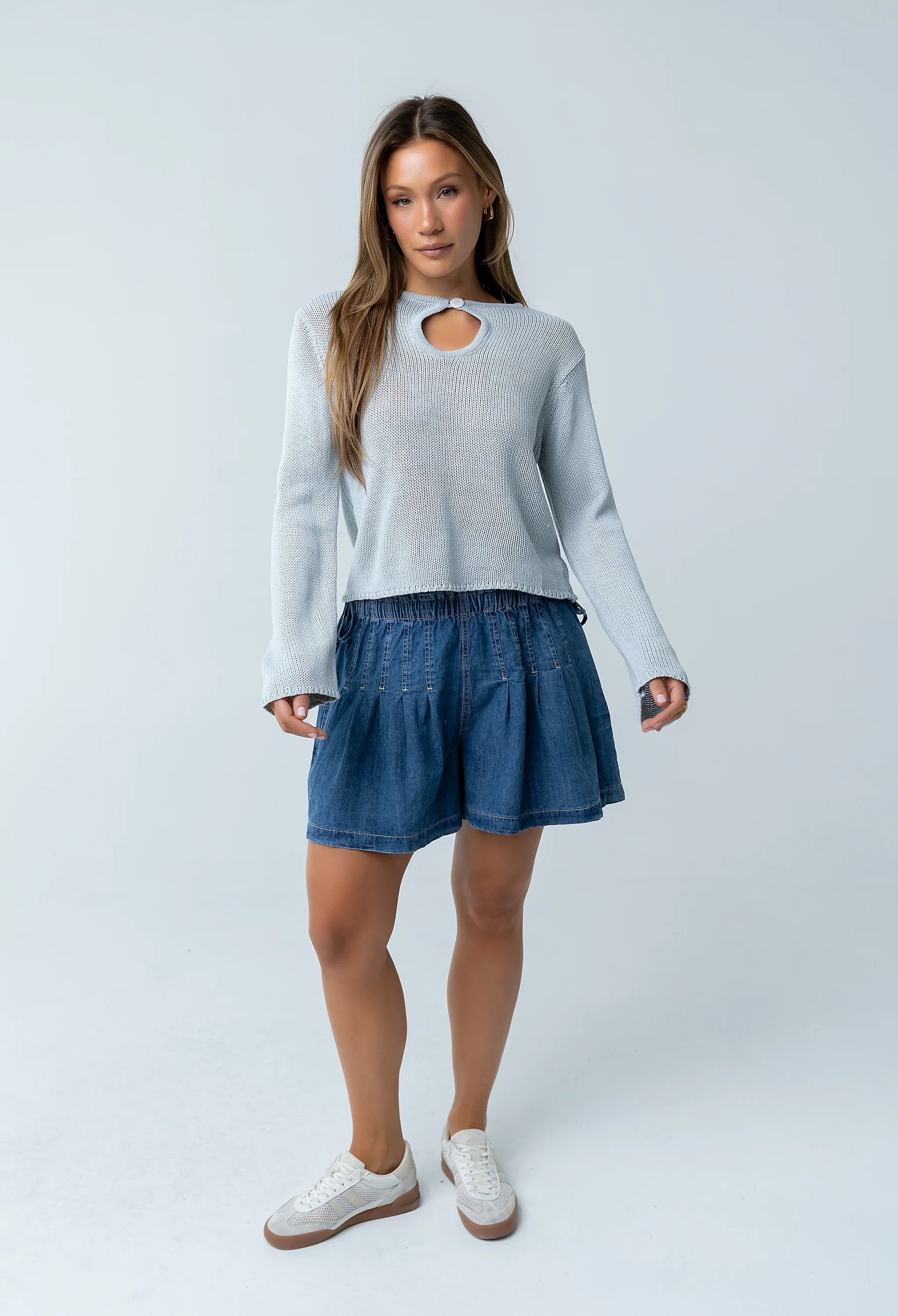 Reika Pleated Denim Shorts