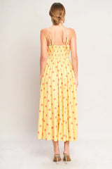 GOLDEN SUMMER POLKA DOT YELLOW MIDI DRESS