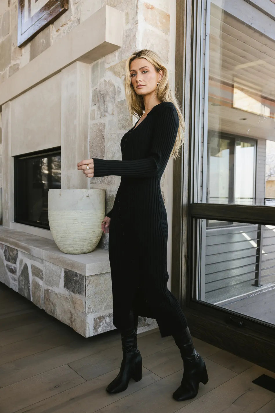 Larissa Ribbed Dress in Black FINAL SALE