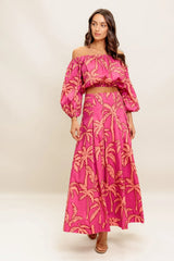 Staci Off Shoulder Top Circle Midi Skirt Set