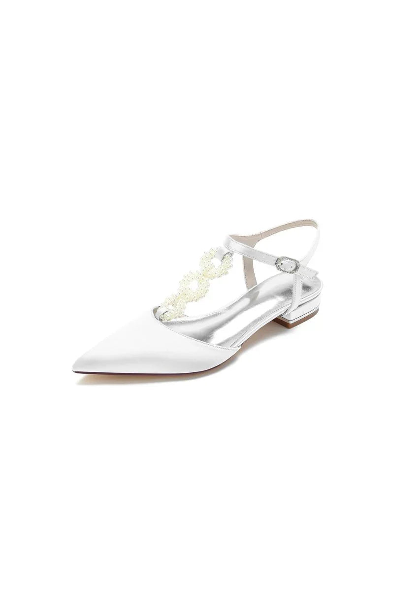 Pearl Strap Pointed Toe Flats