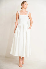 SERENE CHARM OFF WHITE MIDI DRESS