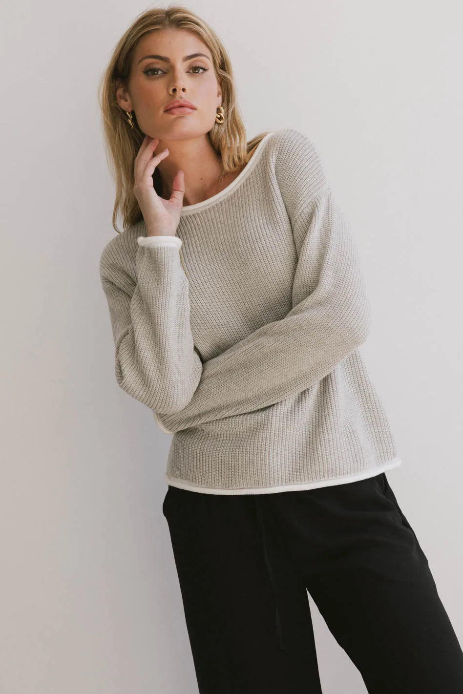 Mandy Contrast Sweater in Grey FINAL SALE
