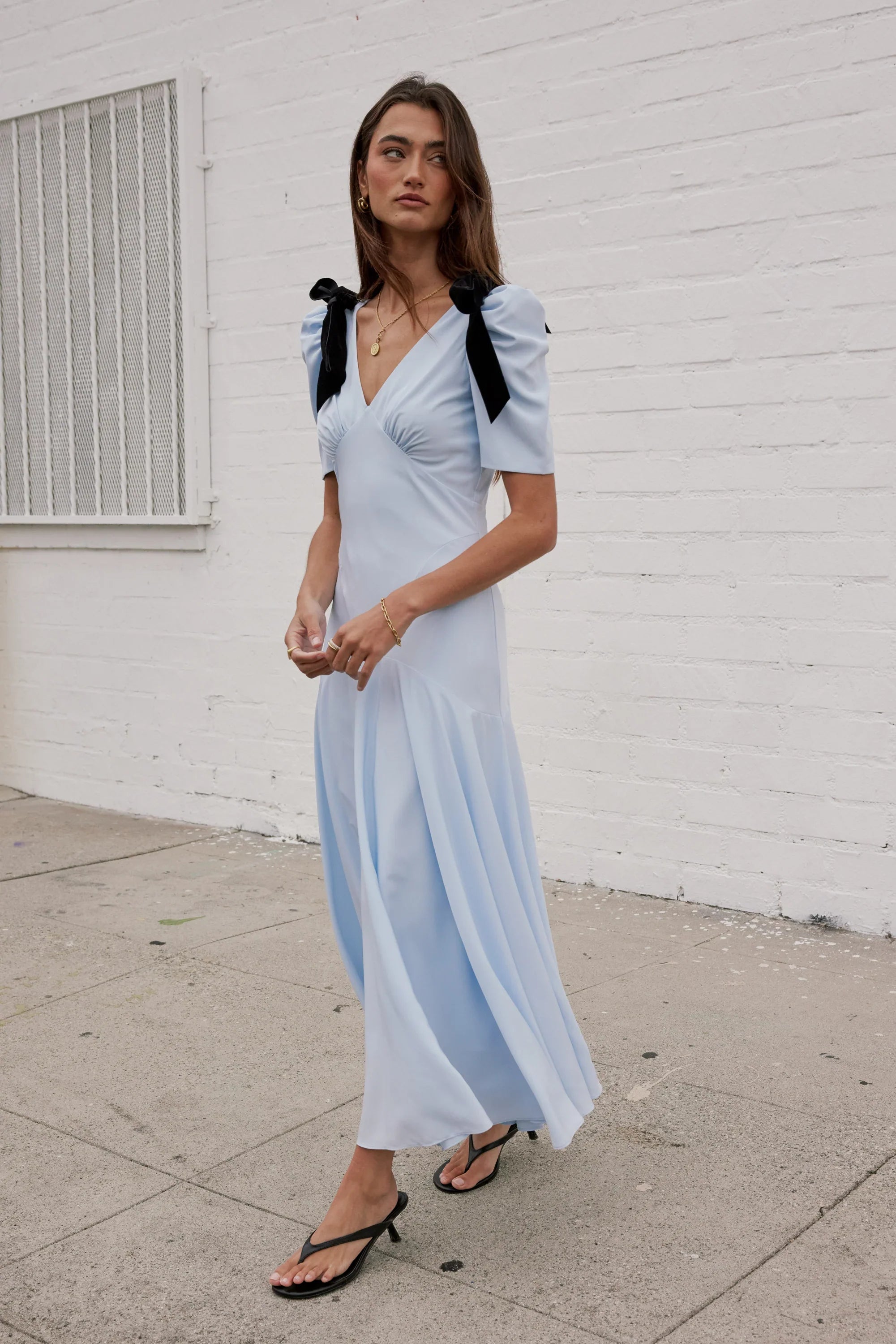 Nellie Drop Waist Maxi Dress in Blue