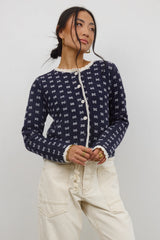Courtney Scalloped Cardigan in Navy FINAL SALE