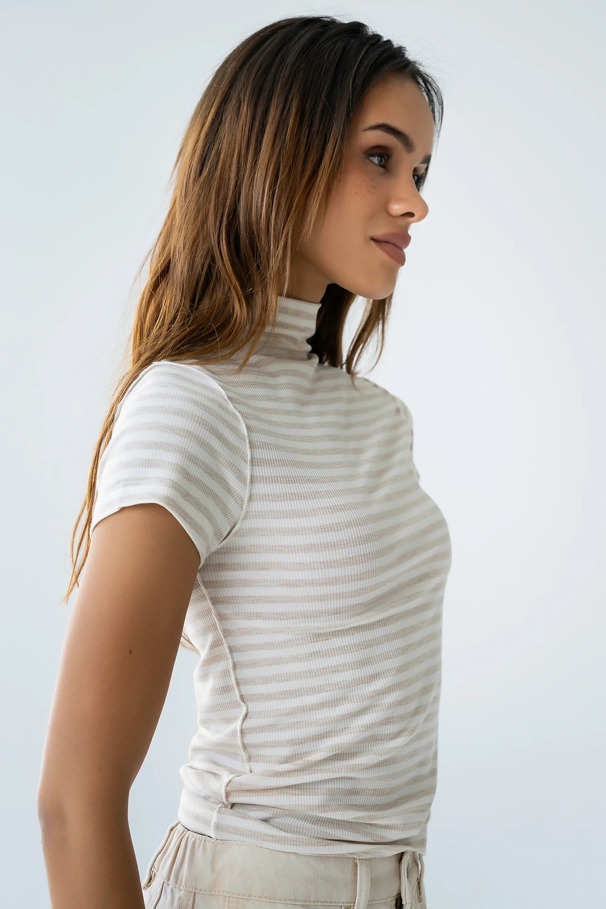 Lennon Striped Top in Oatmeal