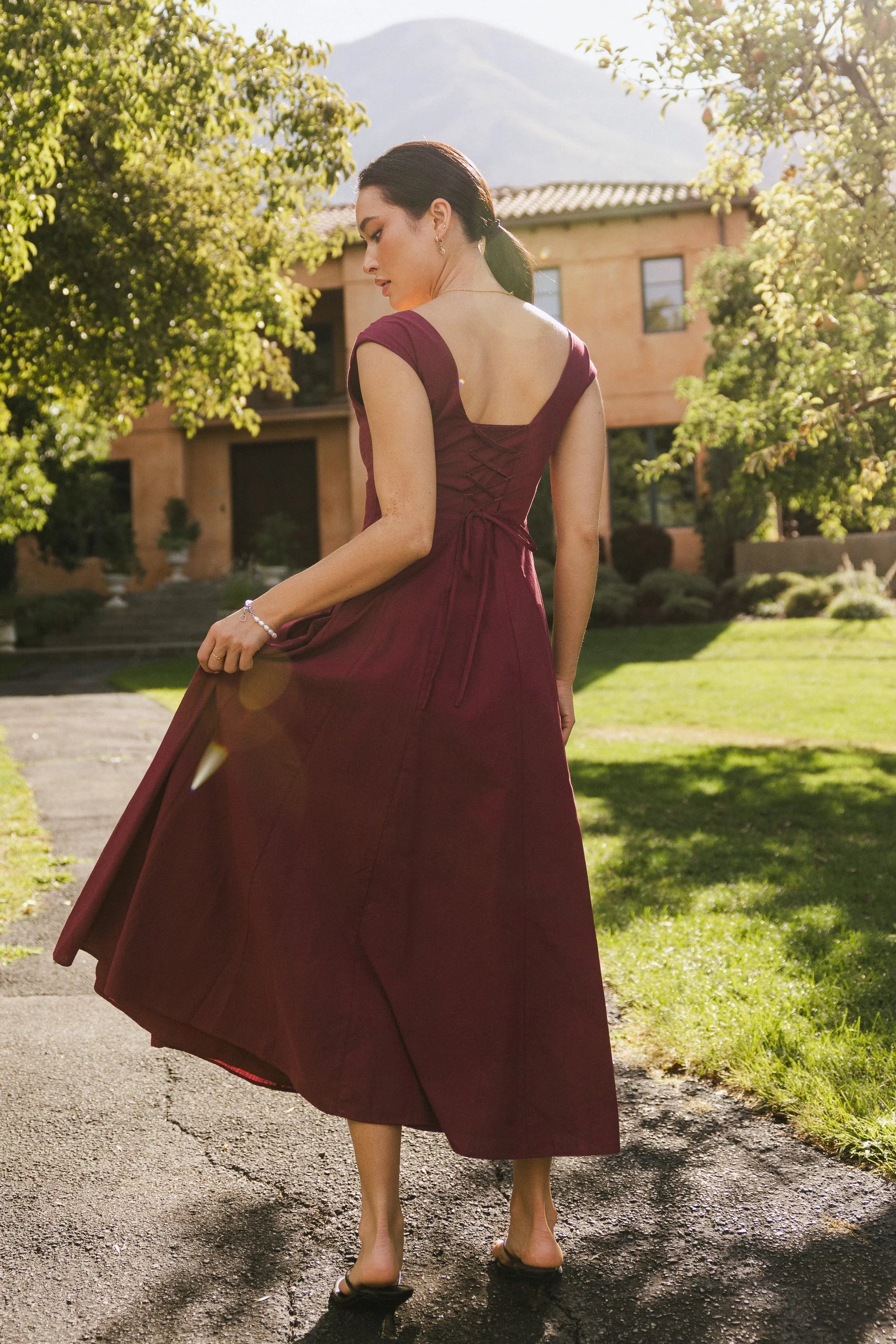 Colin Midi Dress in Burgundy FINAL SALE