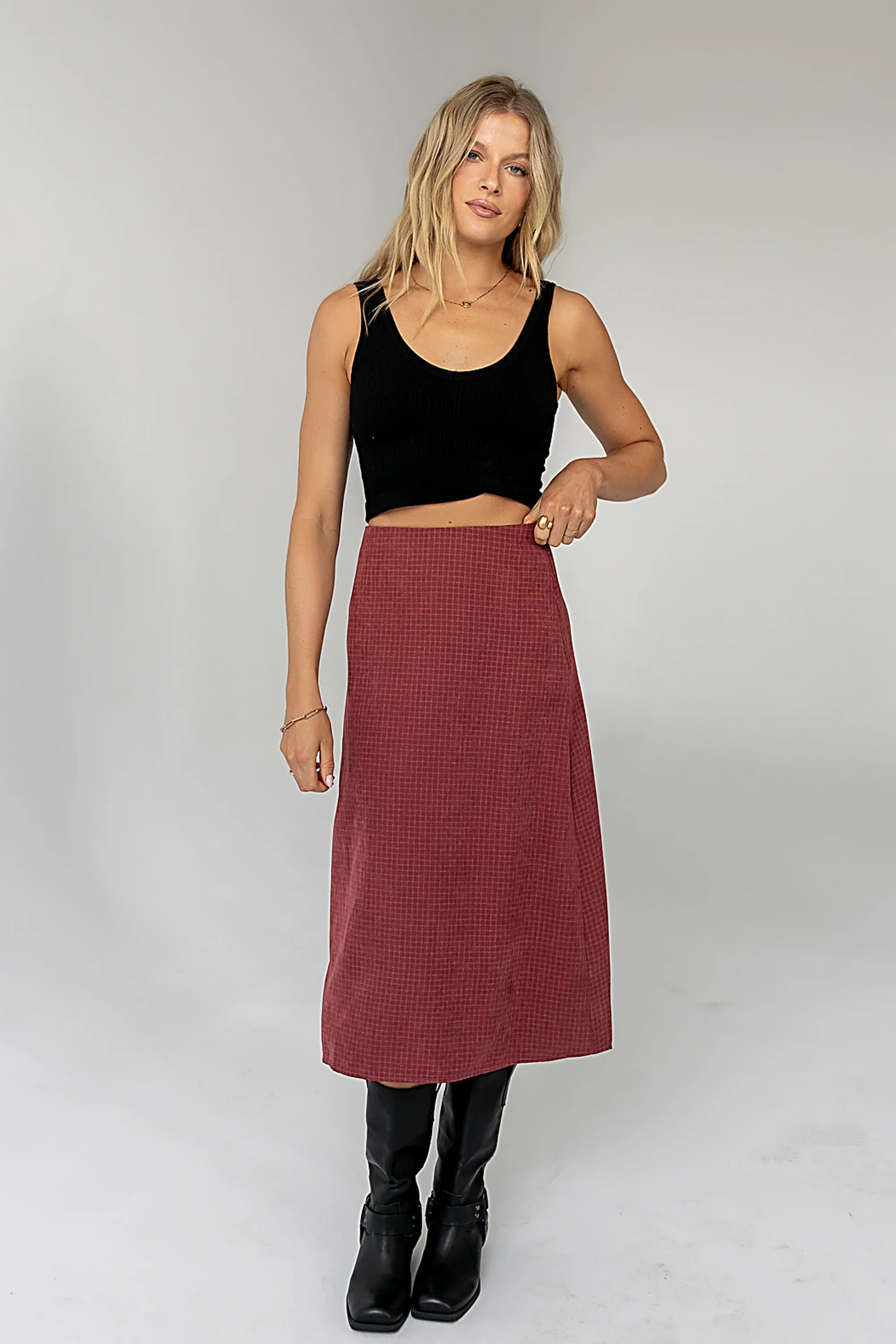 Miley Midi Skirt in Maroon FINAL SALE