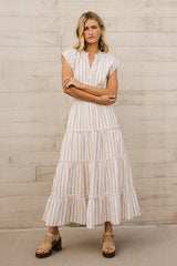Claire Striped Maxi Dress in Taupe FINAL SALE