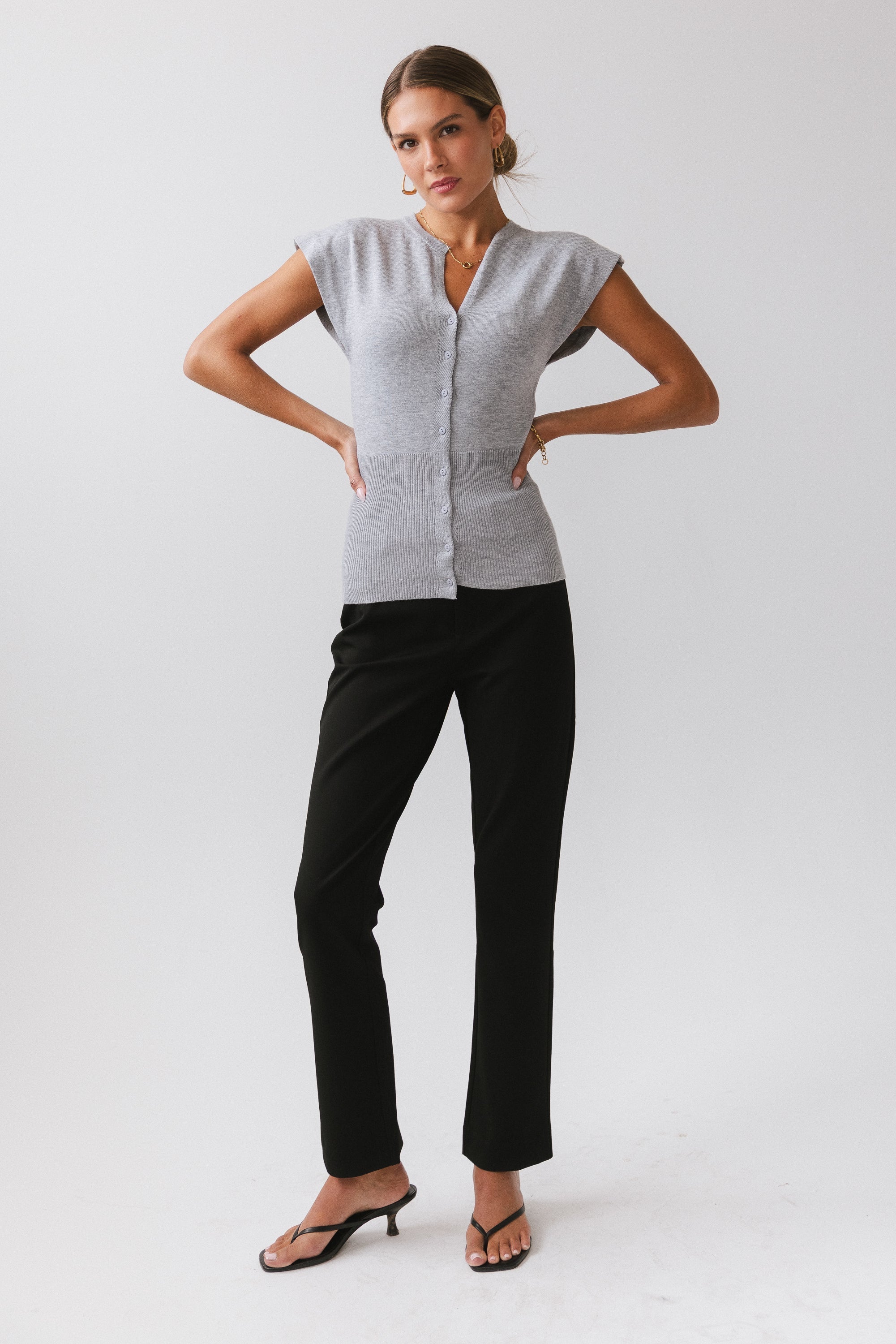 Marco Knit Top in Heather Grey