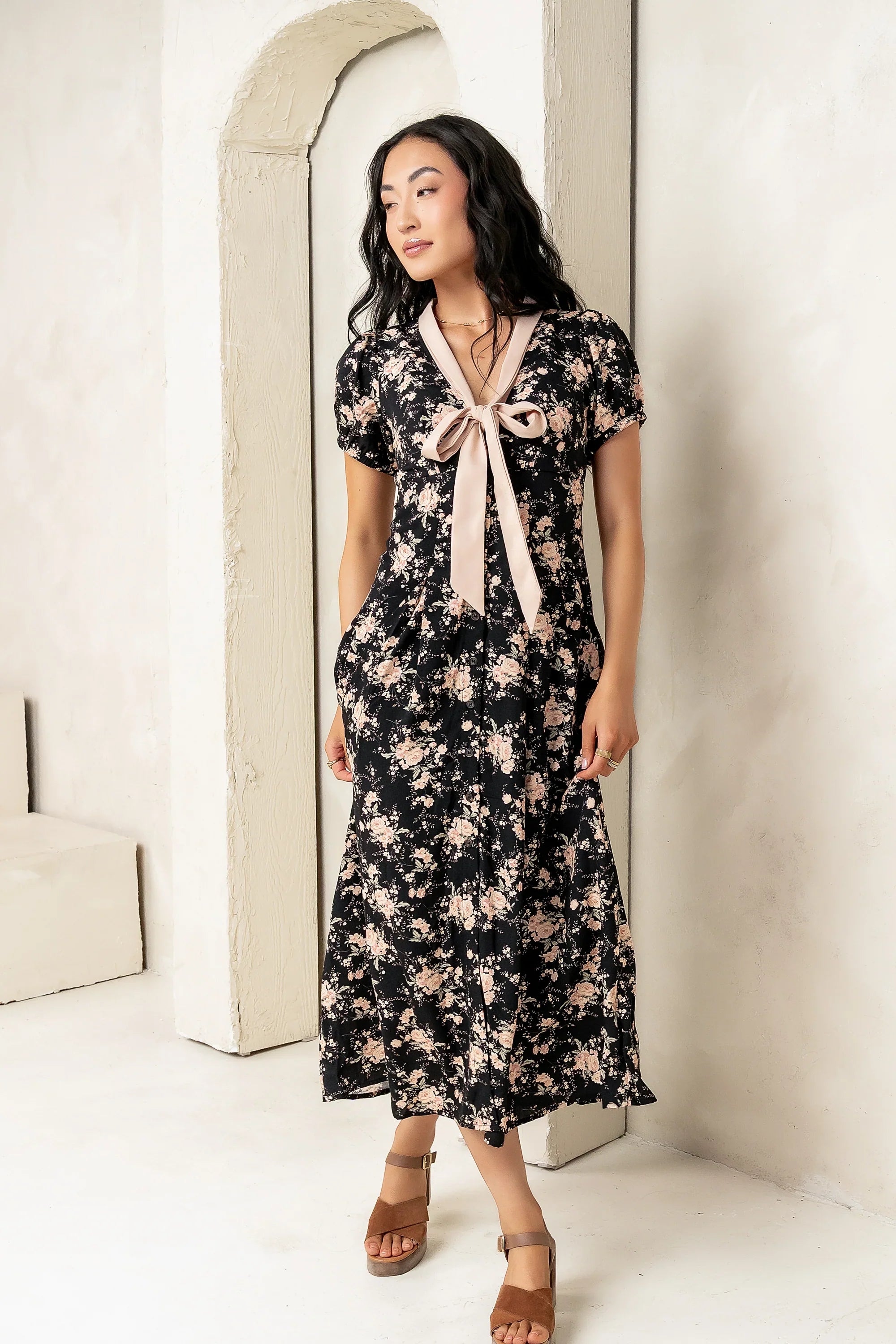 Vera Floral Maxi Dress in Black FINAL SALE