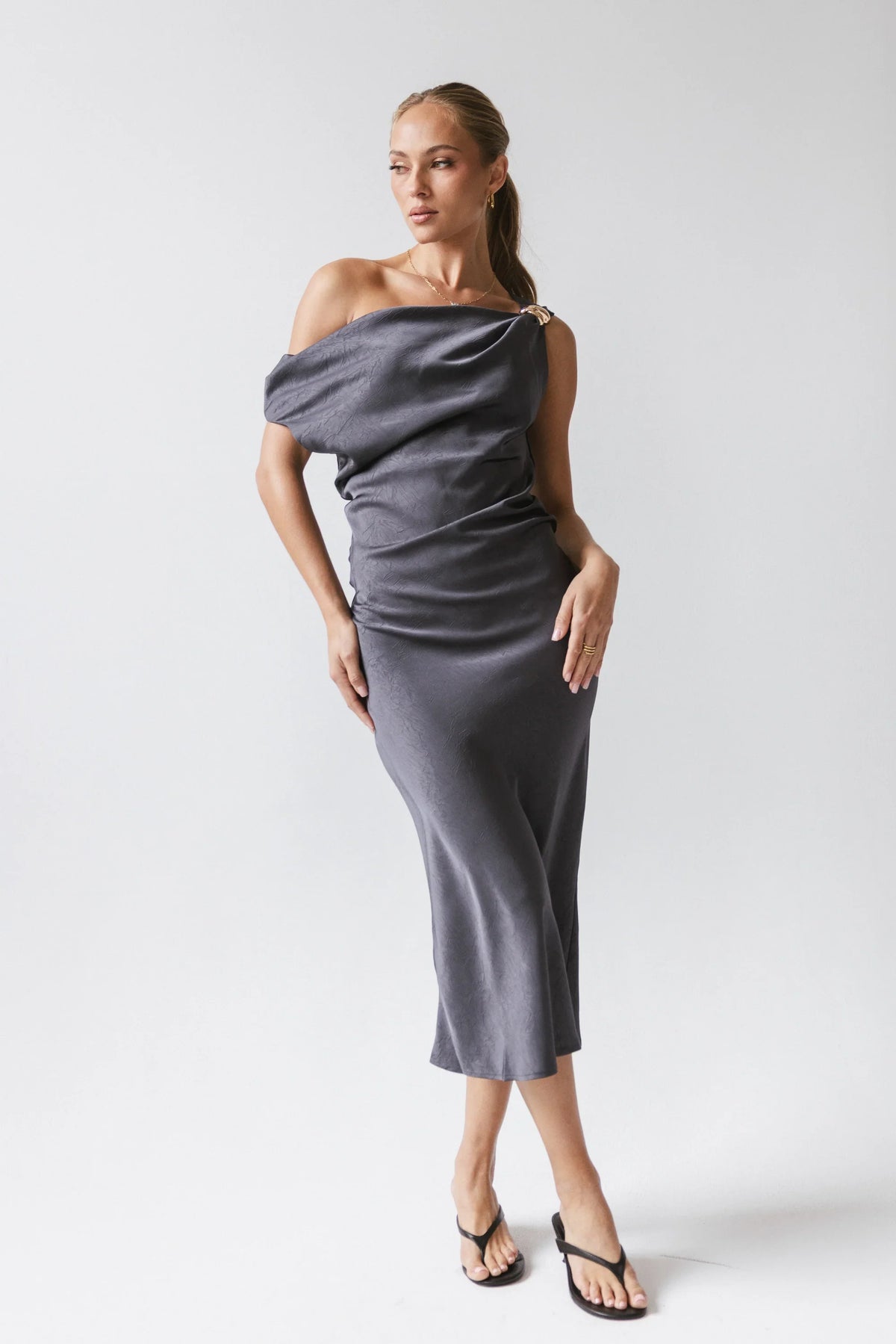 Malik Midi Dress in Navy