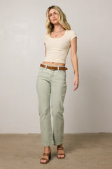 Nyla Straight Leg Jeans in Sage FINAL SALE