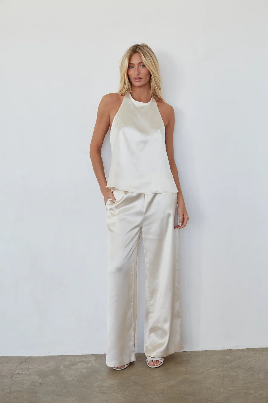Nayla Baggy Satin Tie Pants