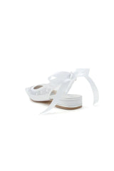 Satin Pointed Toe Mesh Low Heels With Bow