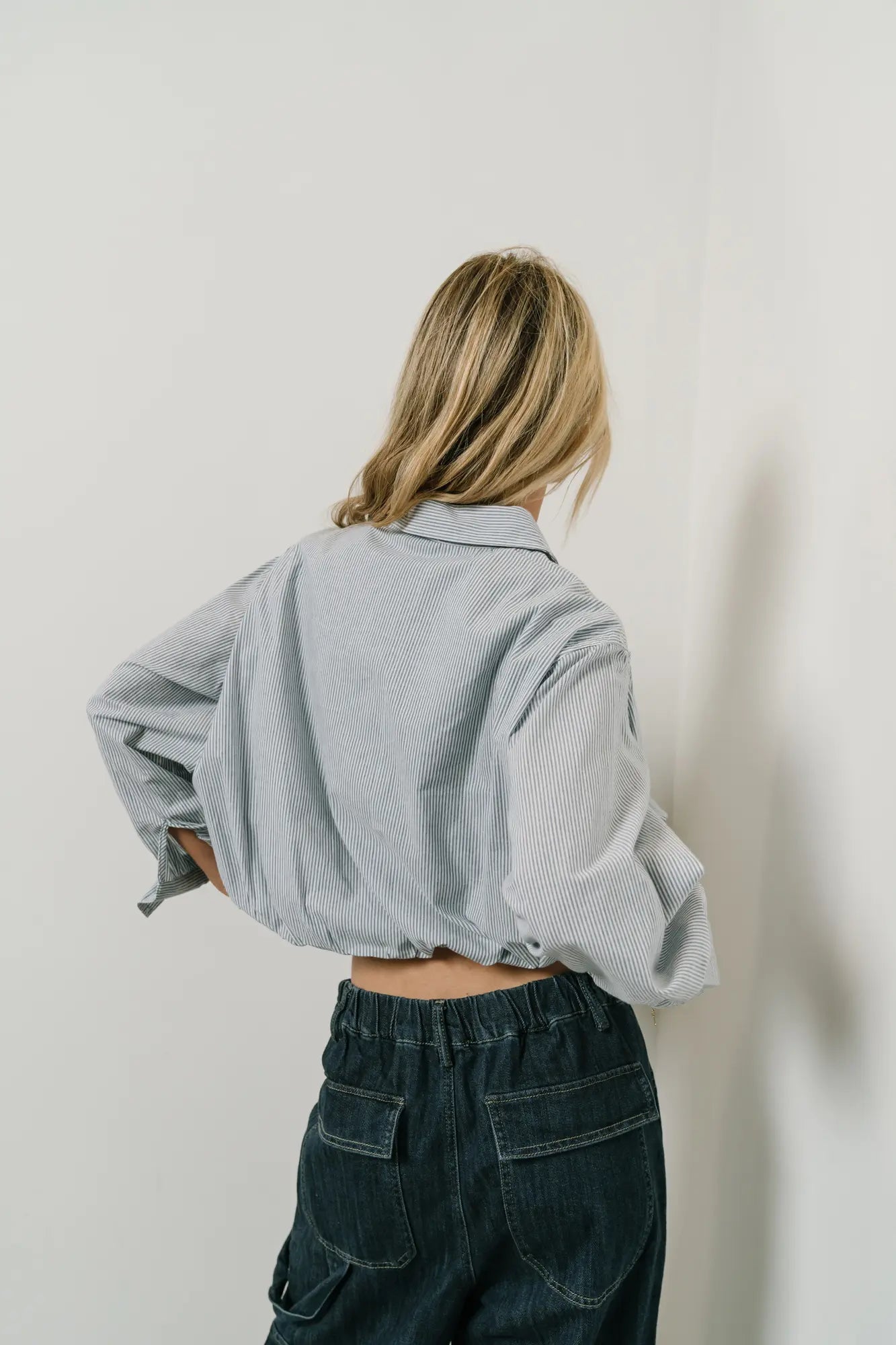 Rayna Striped Collared Top in Blue FINAL SALE