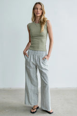 Indiana Striped Pants in Olive
