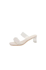 Outdoor Peep Toe Sandals Chunky Heel Fashion Shoes With Beaded