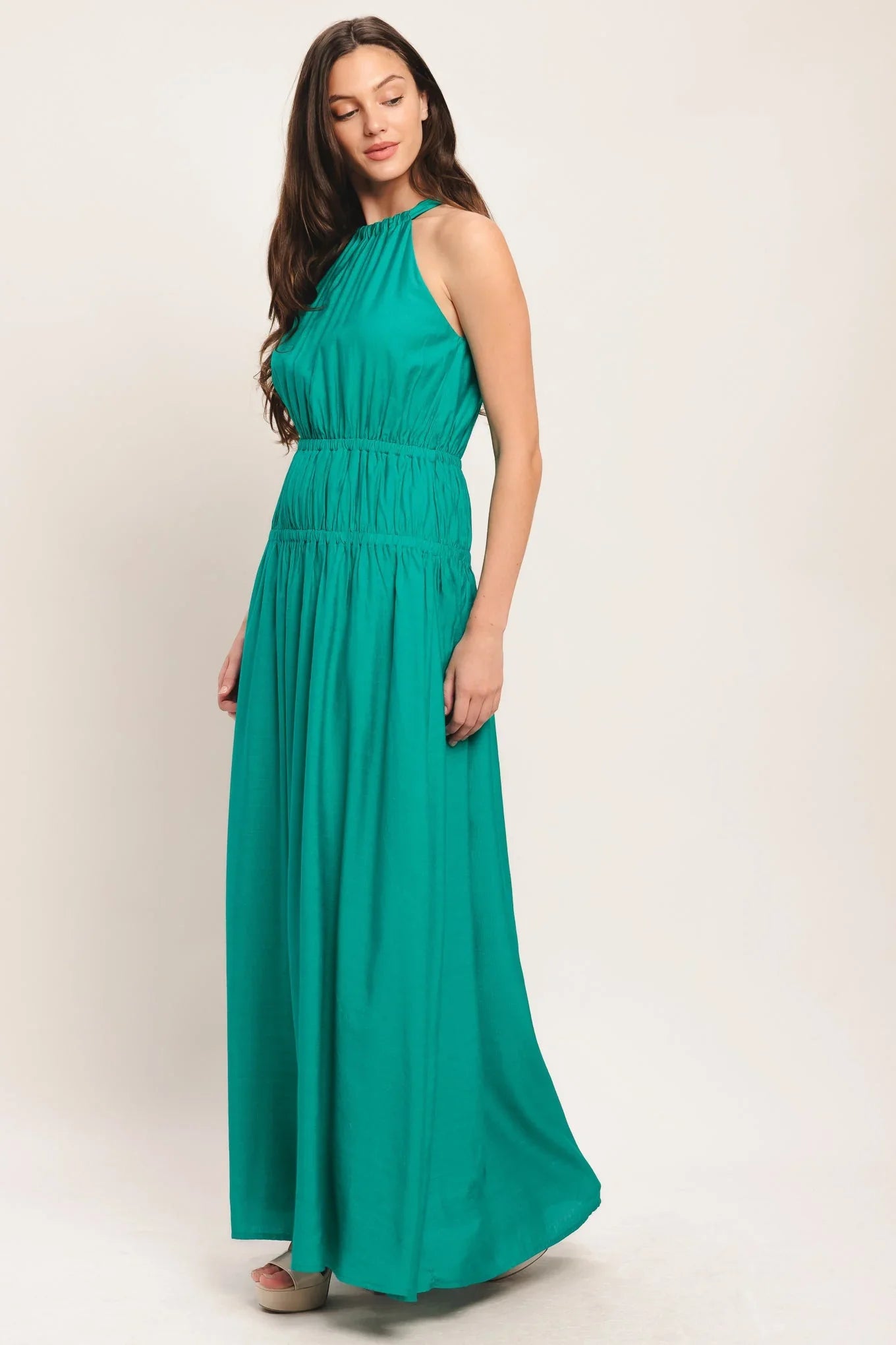 RIVER WALK TEAL MAXI DRESS