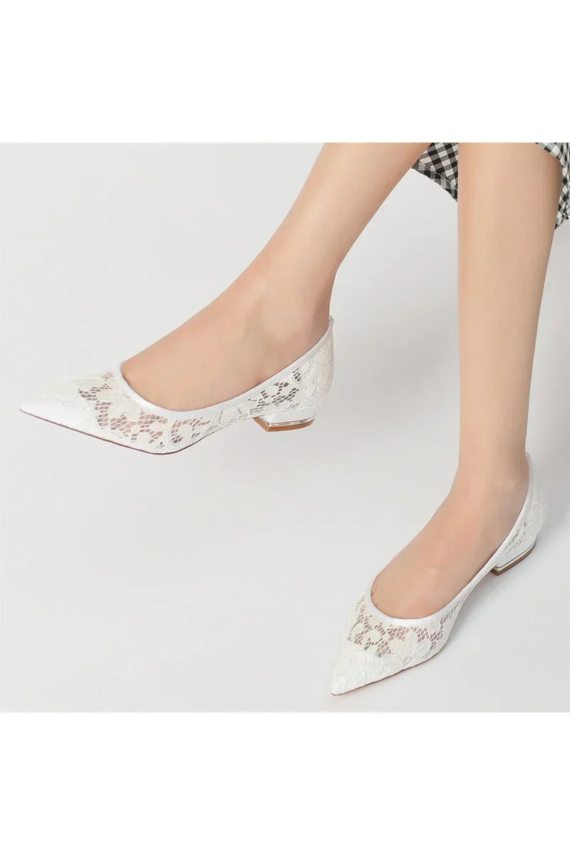 Lace Cocktail Pointed Toe Flats